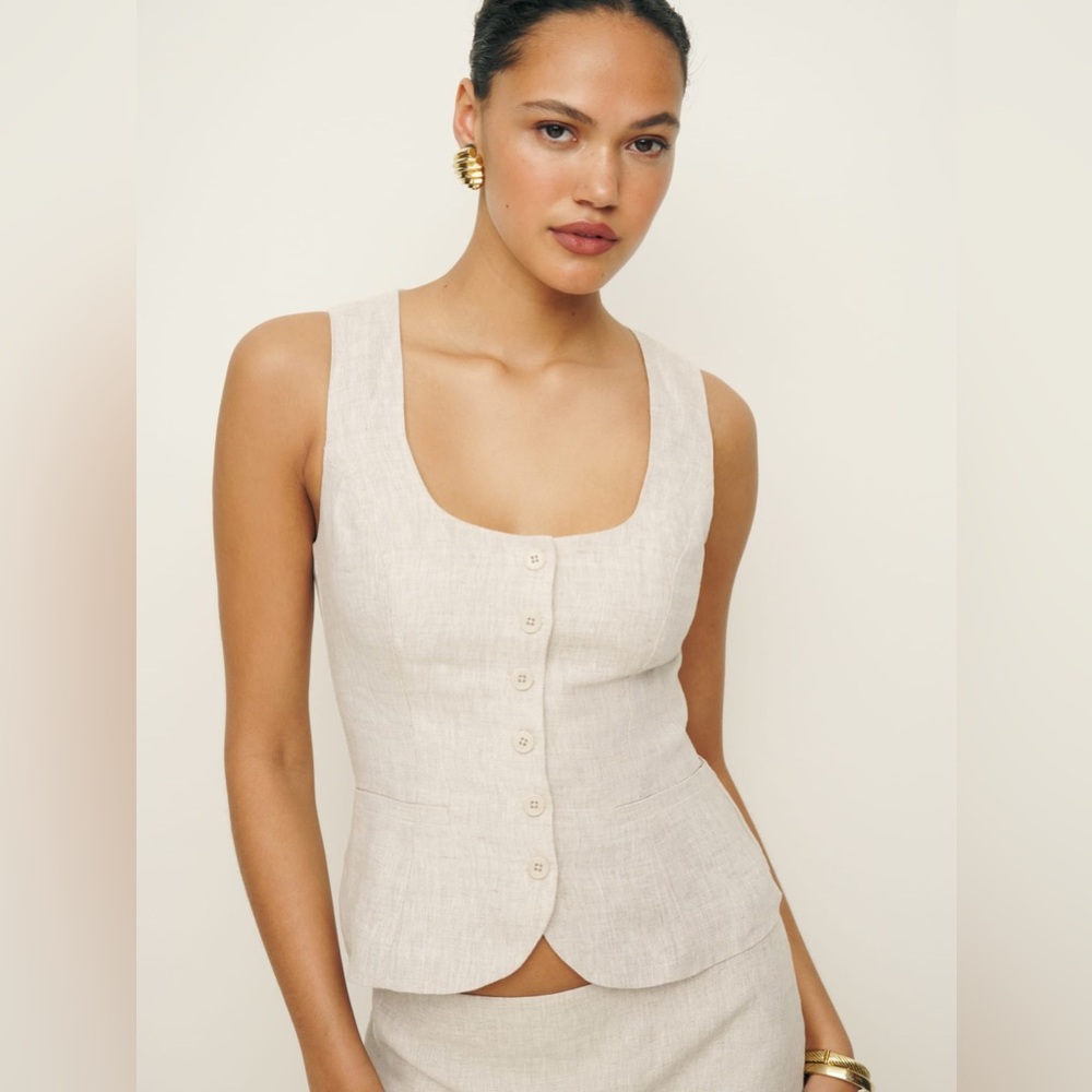 Delanie linen top oatmeal size 4